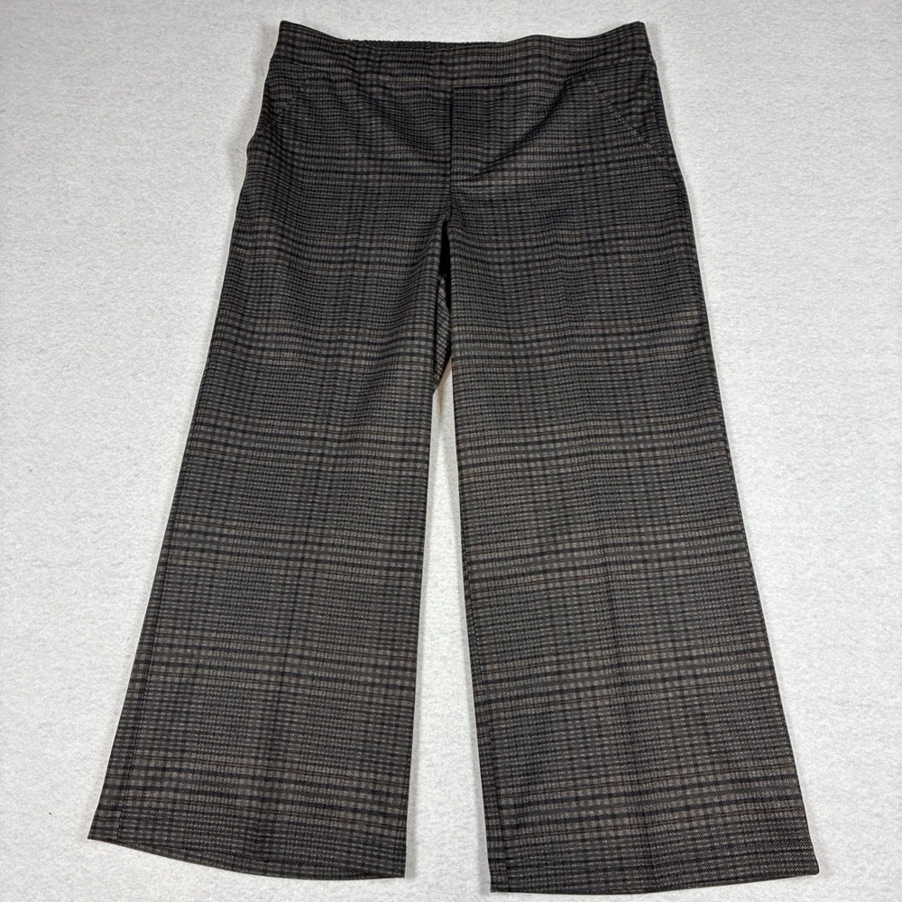 Democracy High Rise Glen Plaid Pull On Medium Wide Leg Crop Pants Career Woman